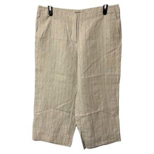 J Jill Linen pants, Crop, Neutral, Stripes, Geo, Wide leg, Sz 16, minimalist